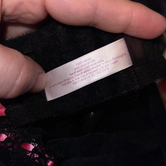 Cacique Pink Ribbon and Black Lace Babydoll Lingerie 26/28 - Picture 6 of 7